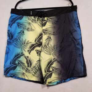 RS Surf Mens Large Board Shorts Multicolor Hawaiian Palm Swim Surf Beach Boat